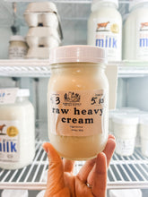 Load image into Gallery viewer, Heavy Cream - FRESH IN THE FRIDGE - 16oz - Grace Ranch 100% Jersey Cows raw heavy cream - pickup only - please return glass jar at your next pickup