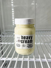 Load image into Gallery viewer, Heavy Cream - FRESH IN THE FRIDGE - 16oz - Grace Ranch 100% Jersey Cows raw heavy cream - pickup only - please return glass jar at your next pickup
