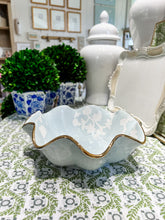 Load image into Gallery viewer, Chinoiserie Dreams Scalloped Bowls with 22K Gold Accent