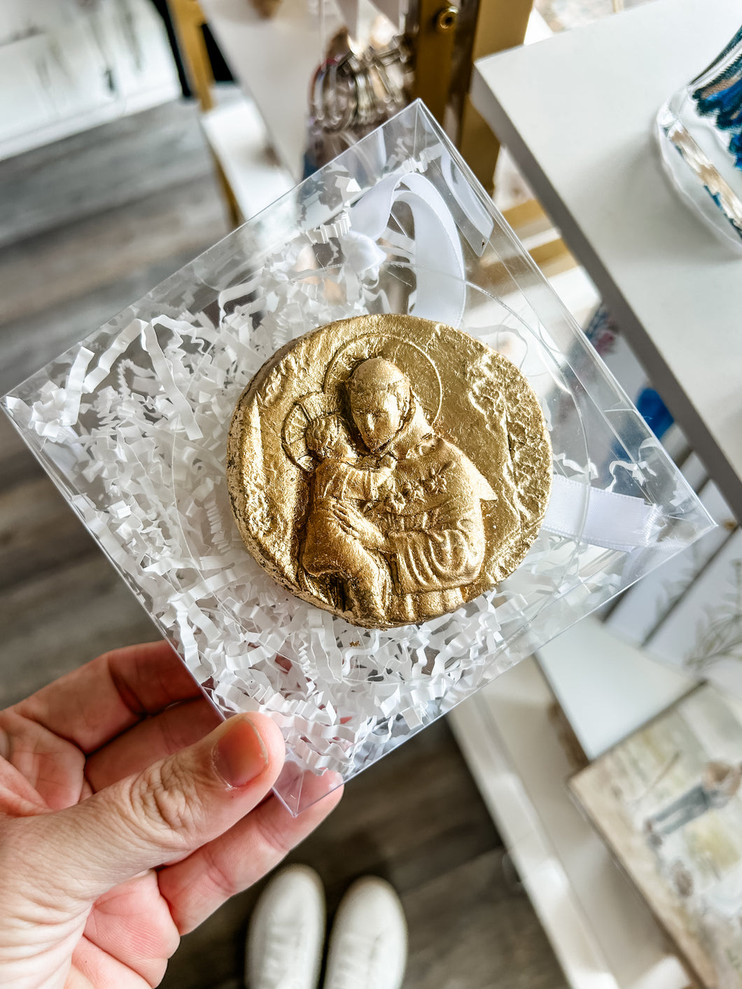 St Joseph and Child (A) Goldleaf acrylic ornaments  - Sacred Designs