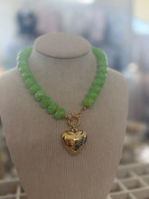 Load image into Gallery viewer, Large stone necklace with heart  - The Gilded Mosquito by Lisa Leger
