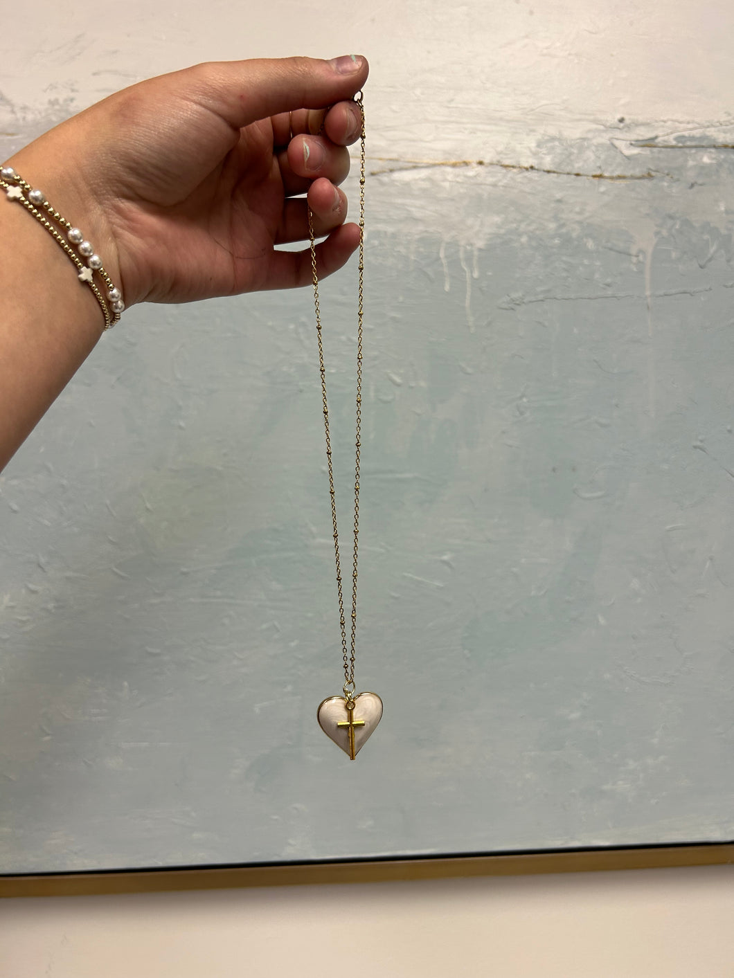 Large heart + crucifix necklace - Gilded Mosquito