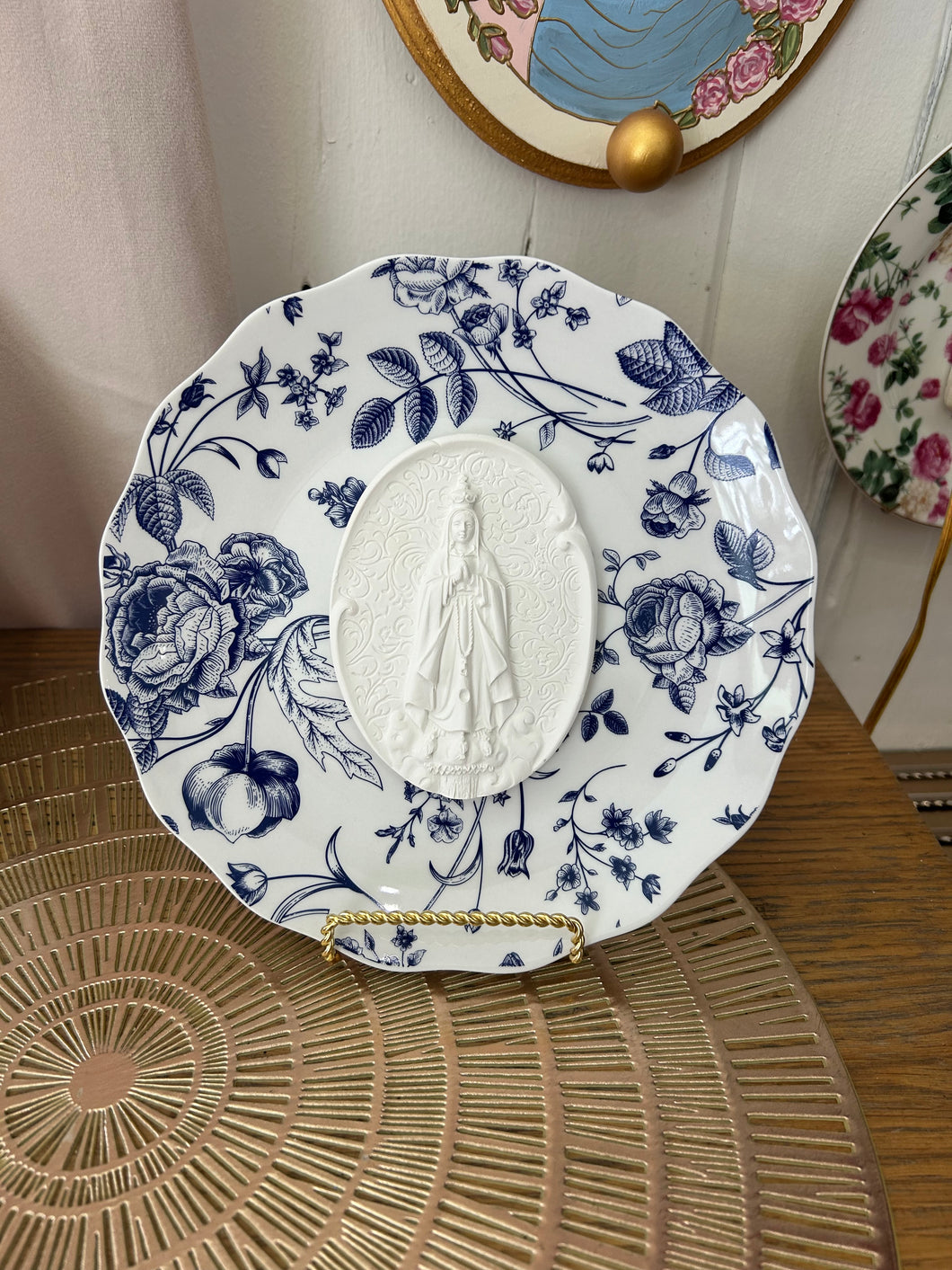 Blue birds 8’ plate Immaculate Heart of Mary - Christina Yeager Designs