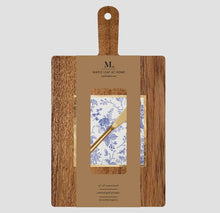 Load image into Gallery viewer, 14x8&quot; Acacia Board w/ Handle,
Gold Spreader, Blue&amp;White
Napkin set - EFN
