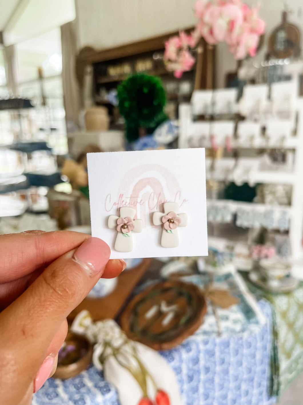 Flower Cross Studs-Collective Clay by Julie Schrader