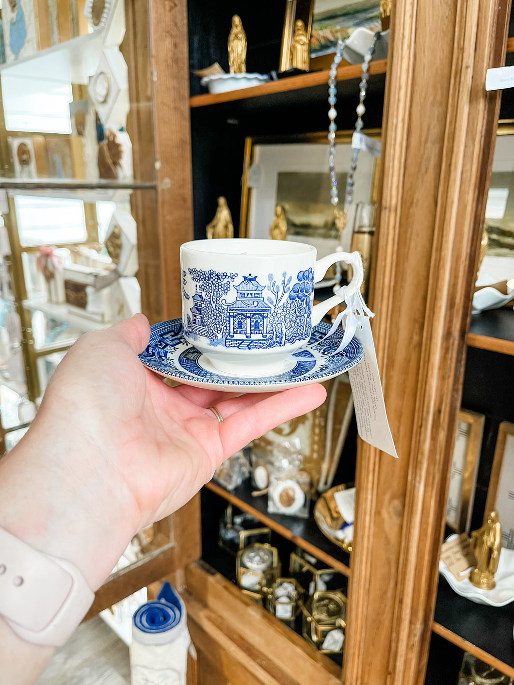 String of Pearls tea cup and saucer- Belle Reve Designs by Megan Gatte