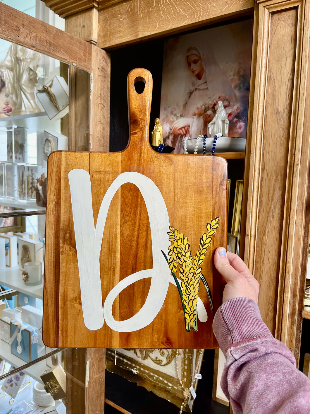 Hand painted Charcuterie Board “D” Sincerely, Emma