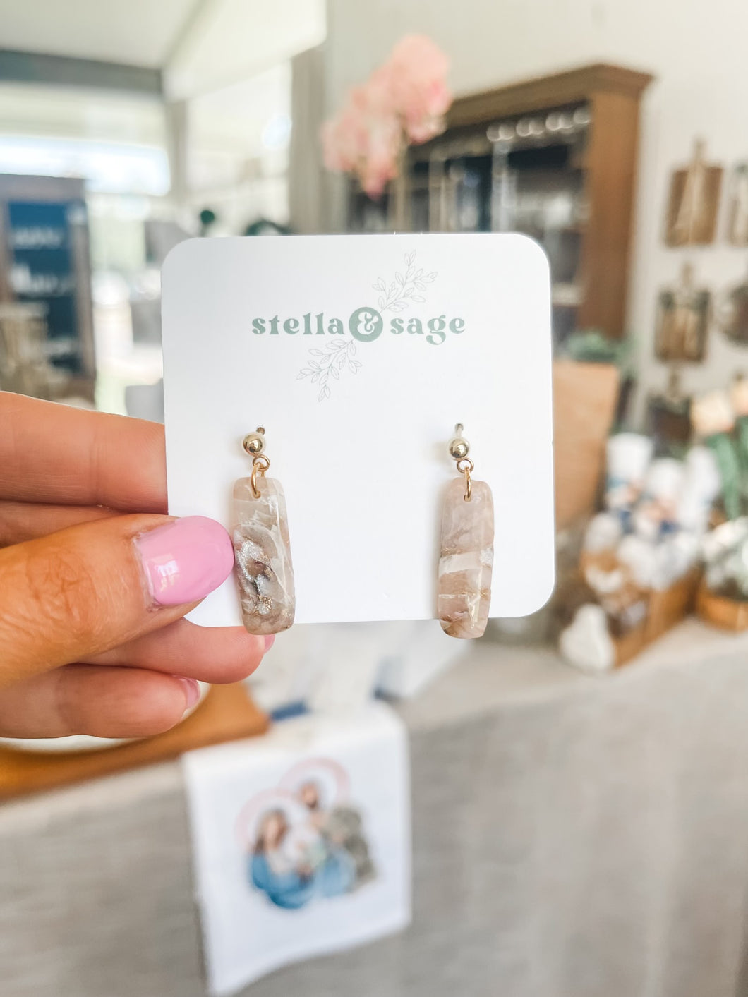 Rectangle Drop Earrings-Stella and Sage By Lucy Breimeier