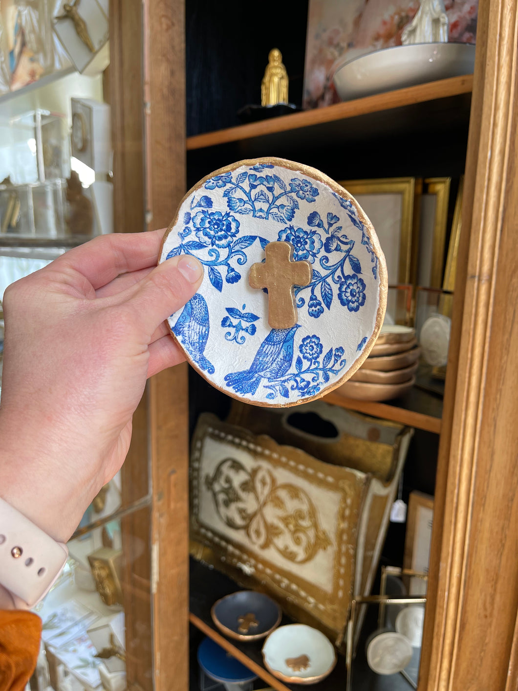 Blue and white trinket dish -Stretched Out Designs By Chelse Breaux