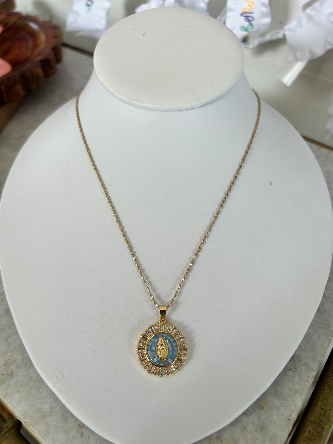 Blue mosaic Mary Necklace- Sanctify by Jamie Hanks