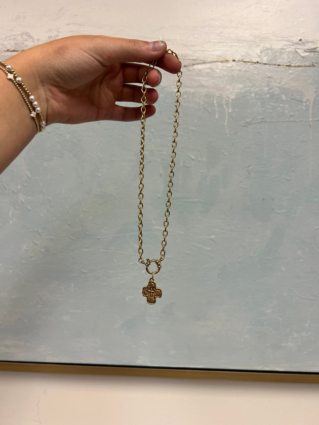Flat cross necklace Necklace- The Gilded Mosquito