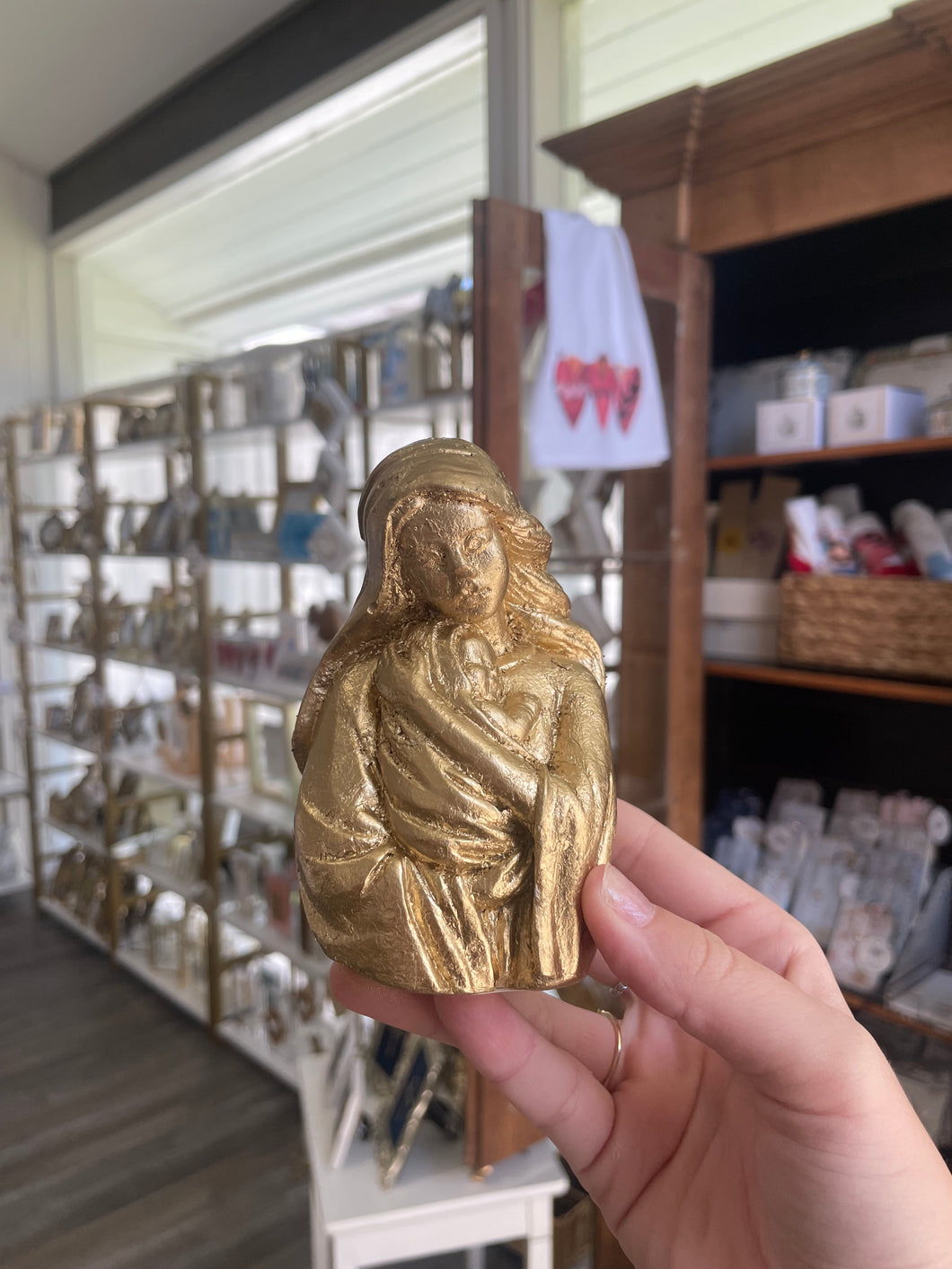 Small mary and baby gold block - Sacred Designs