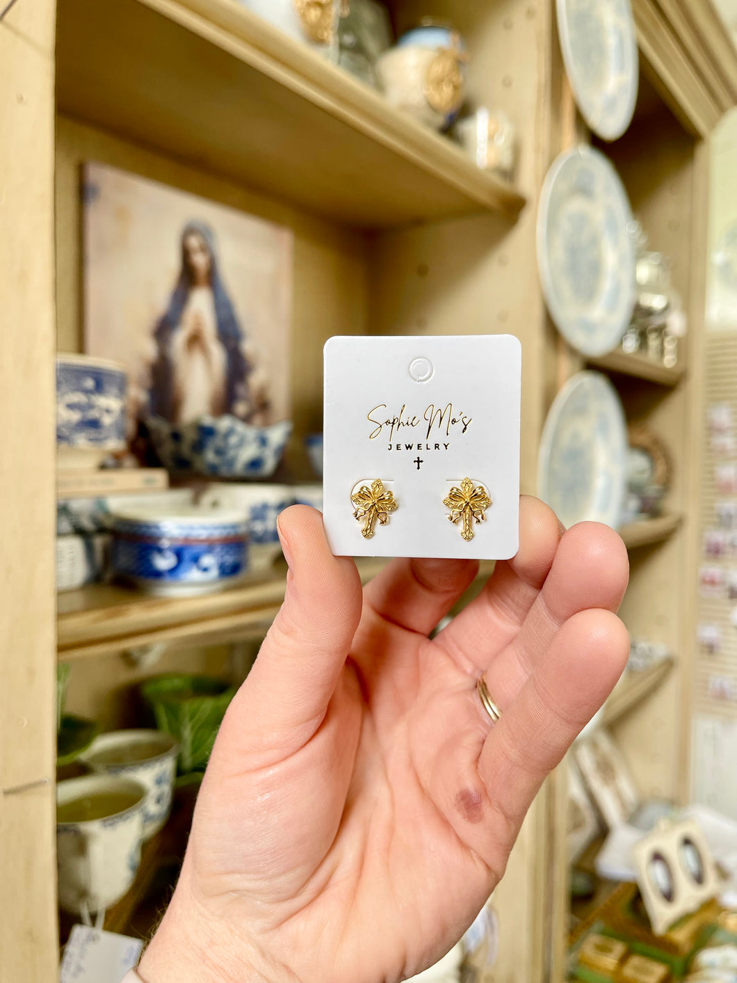 Bow & cross studs- Sophie Mo’s