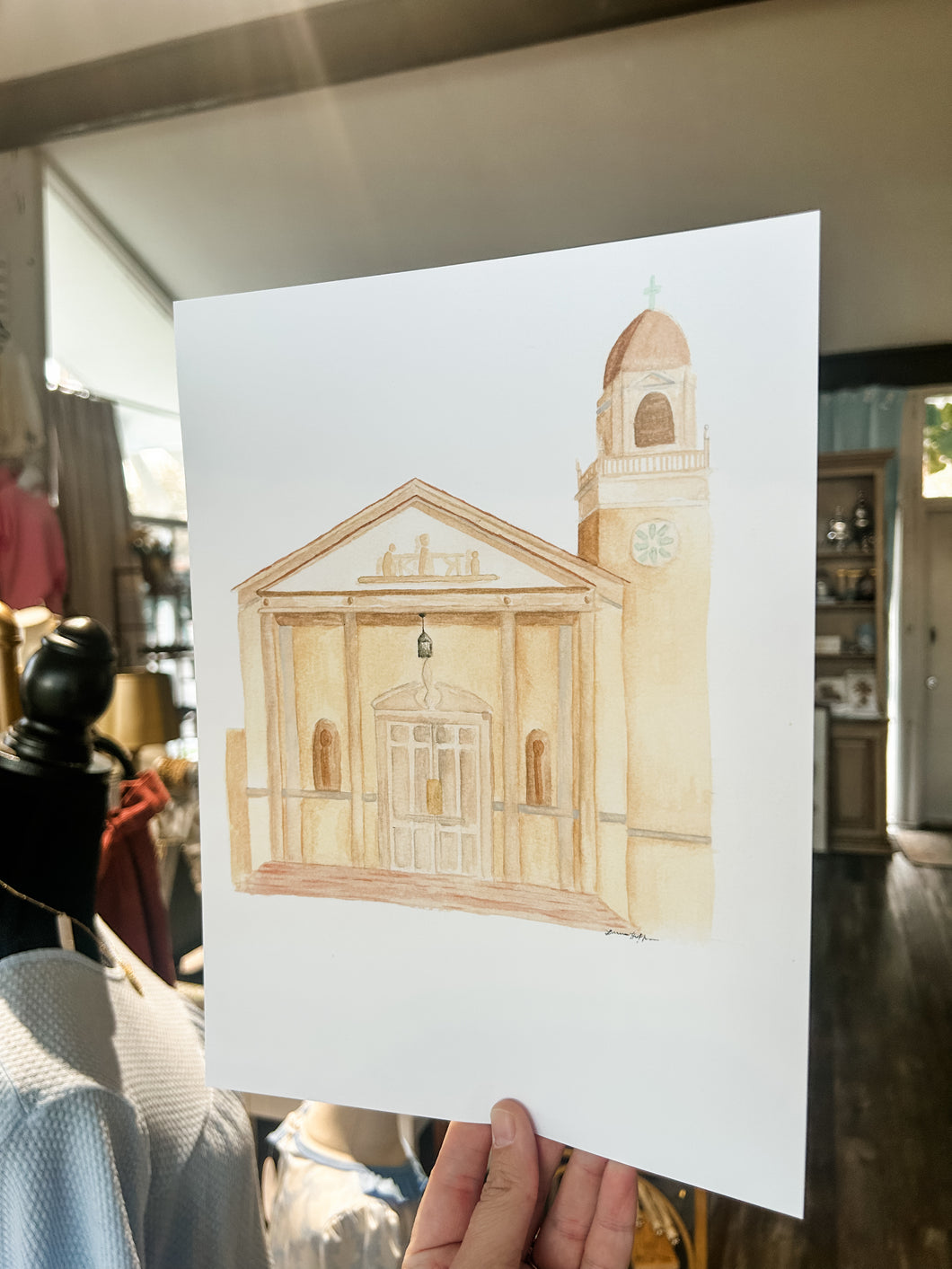 St. Joseph Catholic Church in Rayne, La 9x12 print -By Lauren Hoffpauir