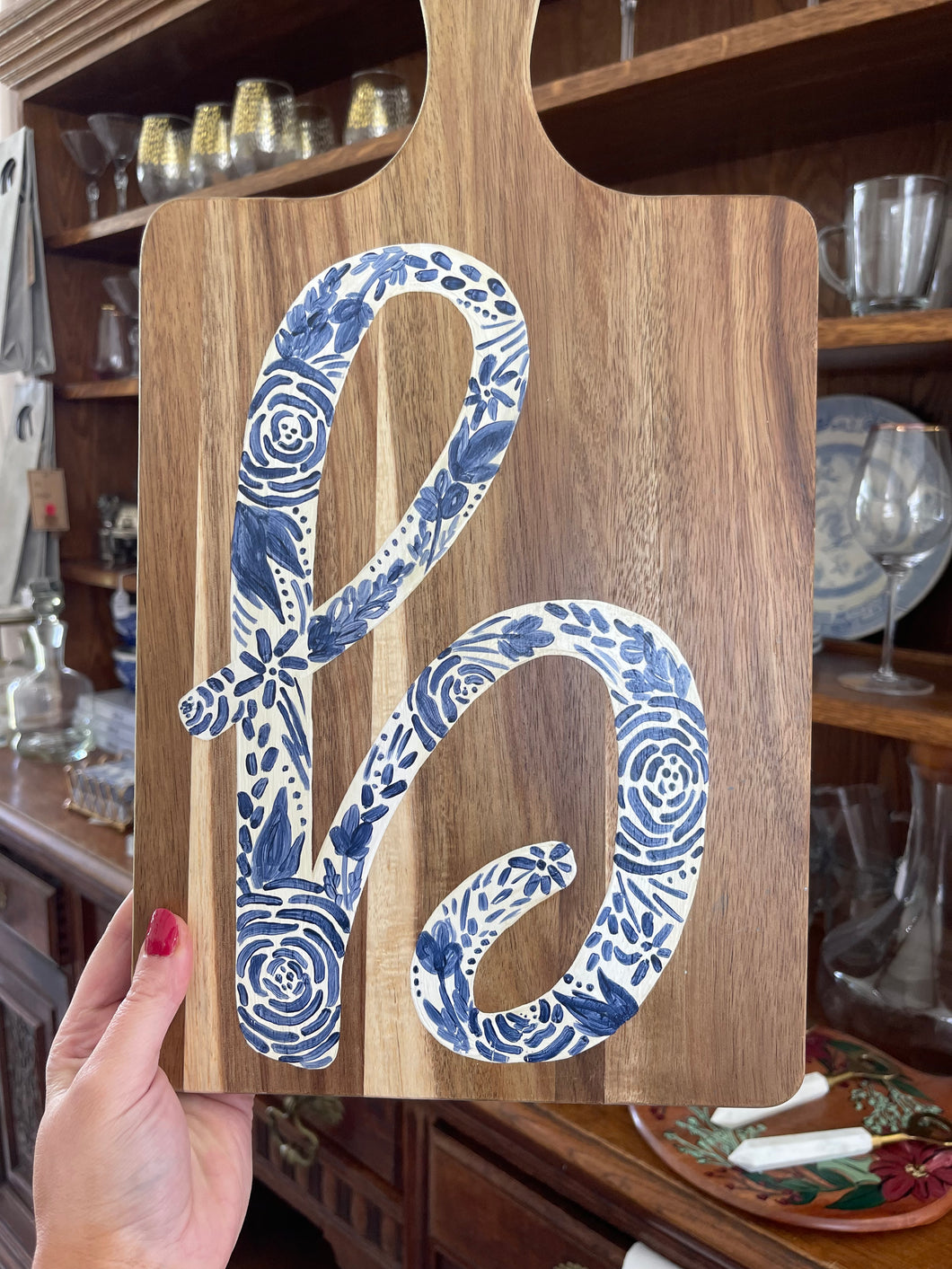 Hand painted Charcuterie Board “B” Sincerely, Emma