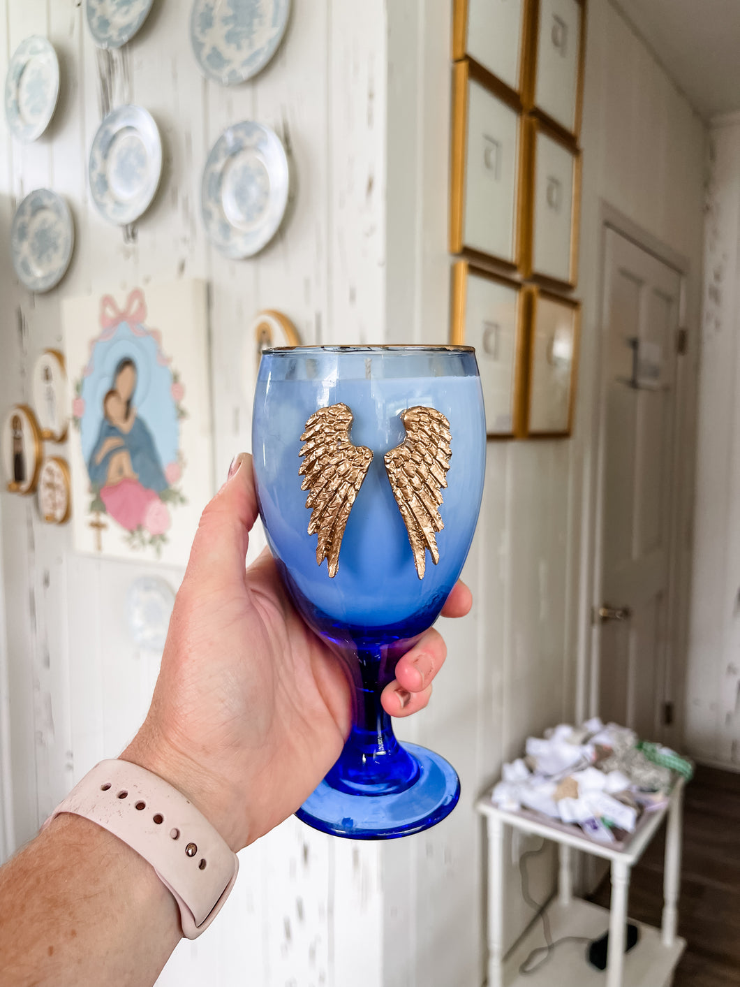 Beautiful Soul Wings on Blue Glass- Belle Reve Designs by Megan Gatte