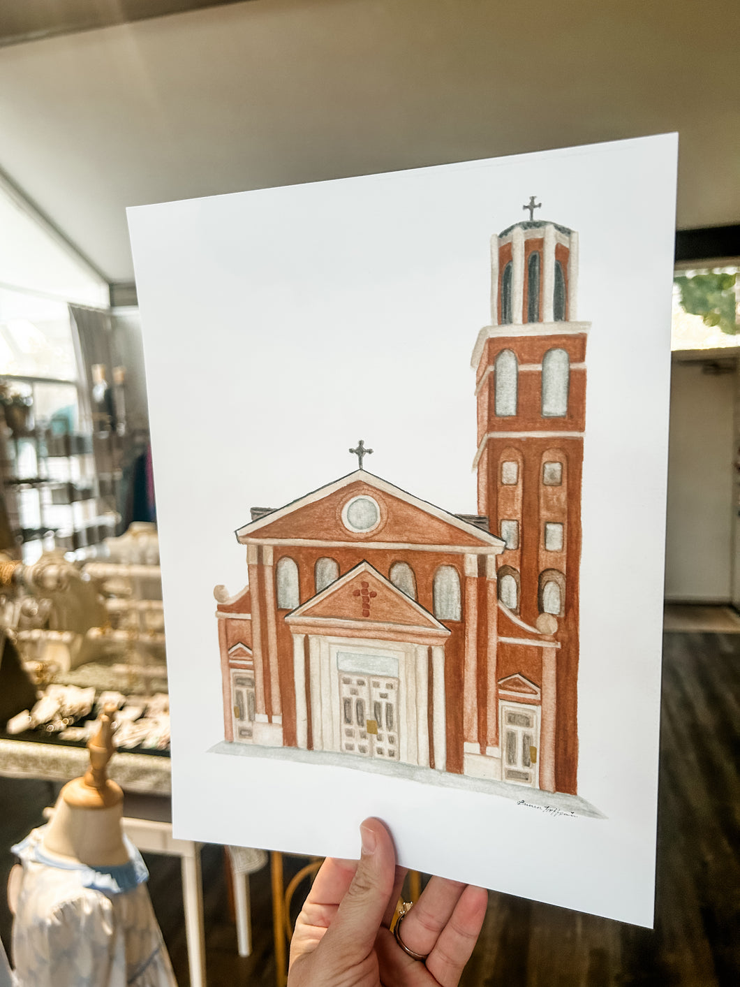 St. Michael Catholic Church in Crowley, La 9x12 print -By Lauren Hoffpauir
