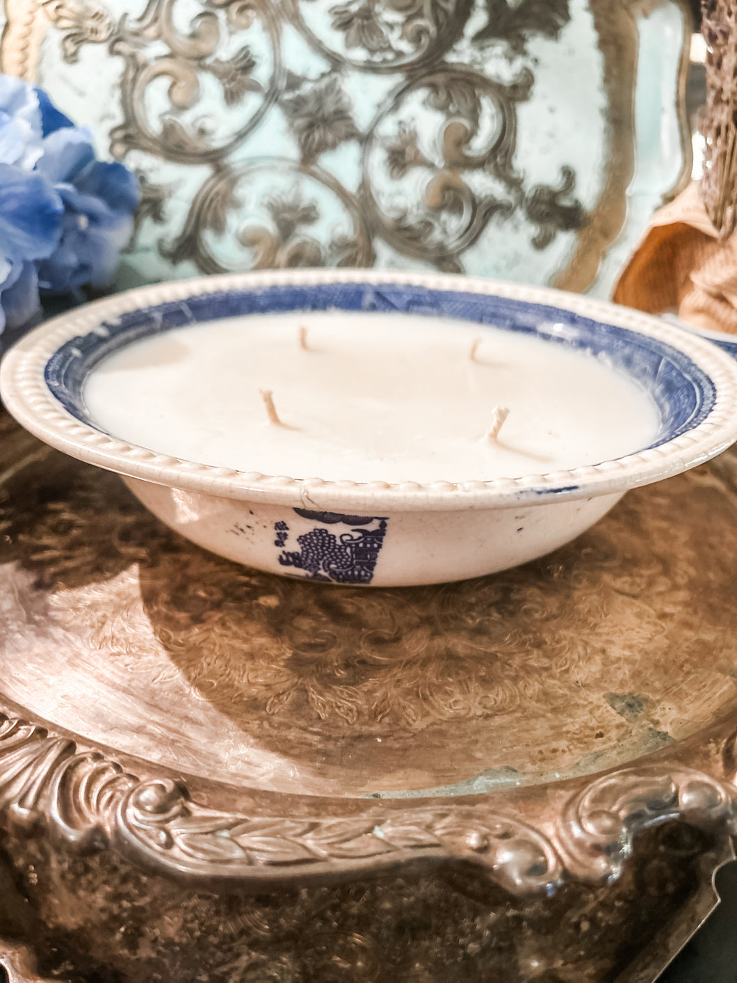 Blue willow bowl - My Heart  scented candle-Belle Reve Designs by Megan Gatte