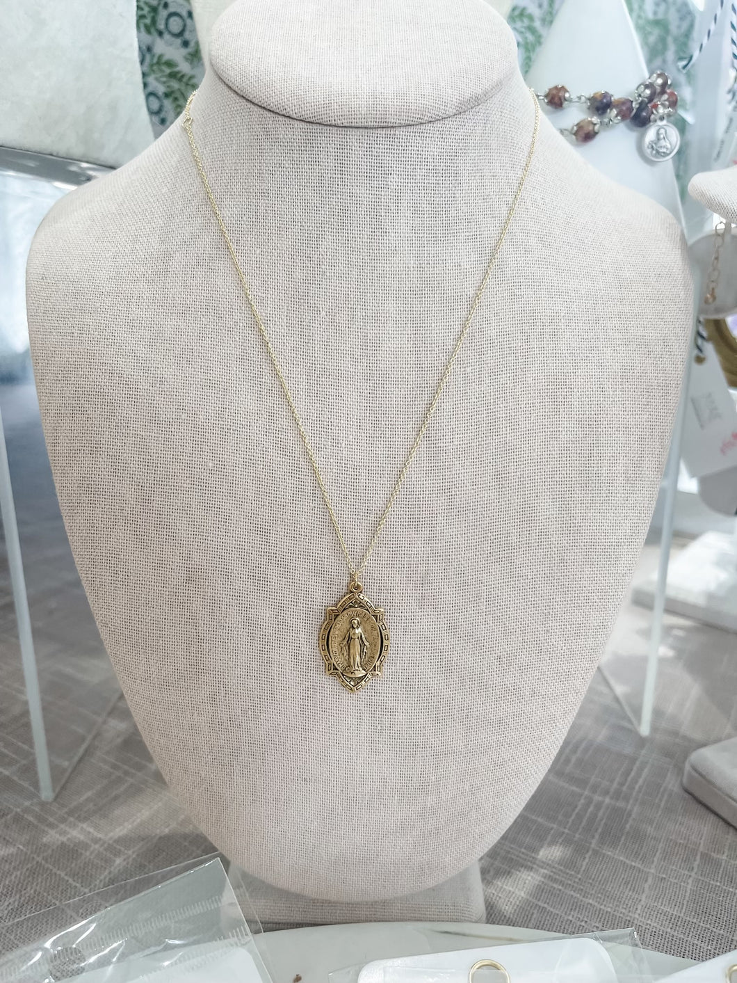 Miraculous 18” Mary Gold necklace-The Gilded Mosquito by Lisa Leger
