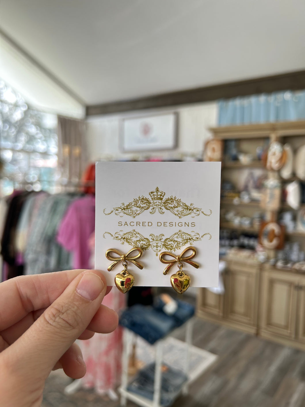 Bow Heart Earrings- Sacred Designs
