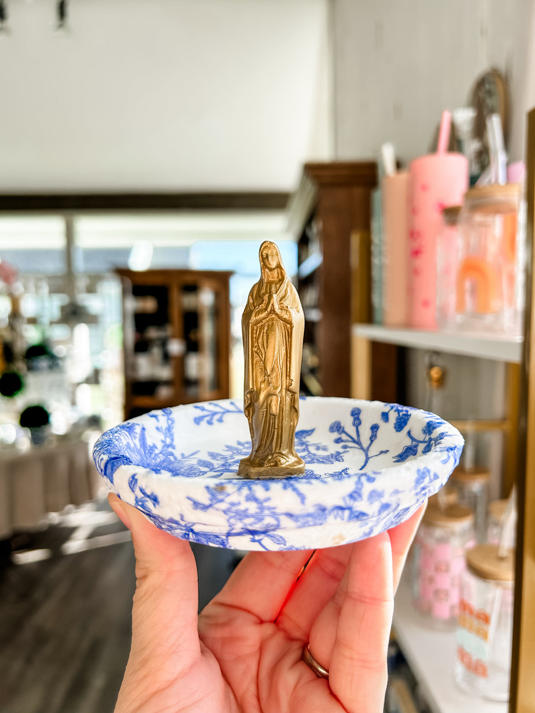 Small Blue Mary rosary / jewelry dish - Grace and Mercy Company by Ginger