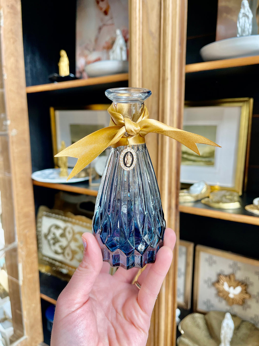 Bud Vase with gold ribbon (B)- The Gilded Mosquito by Lisa Leger