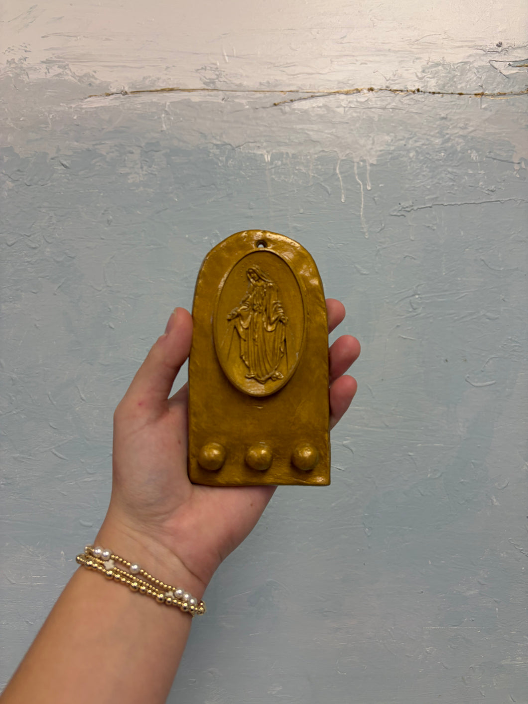 Gold Mary rosary rest- Mary Abraham Collective