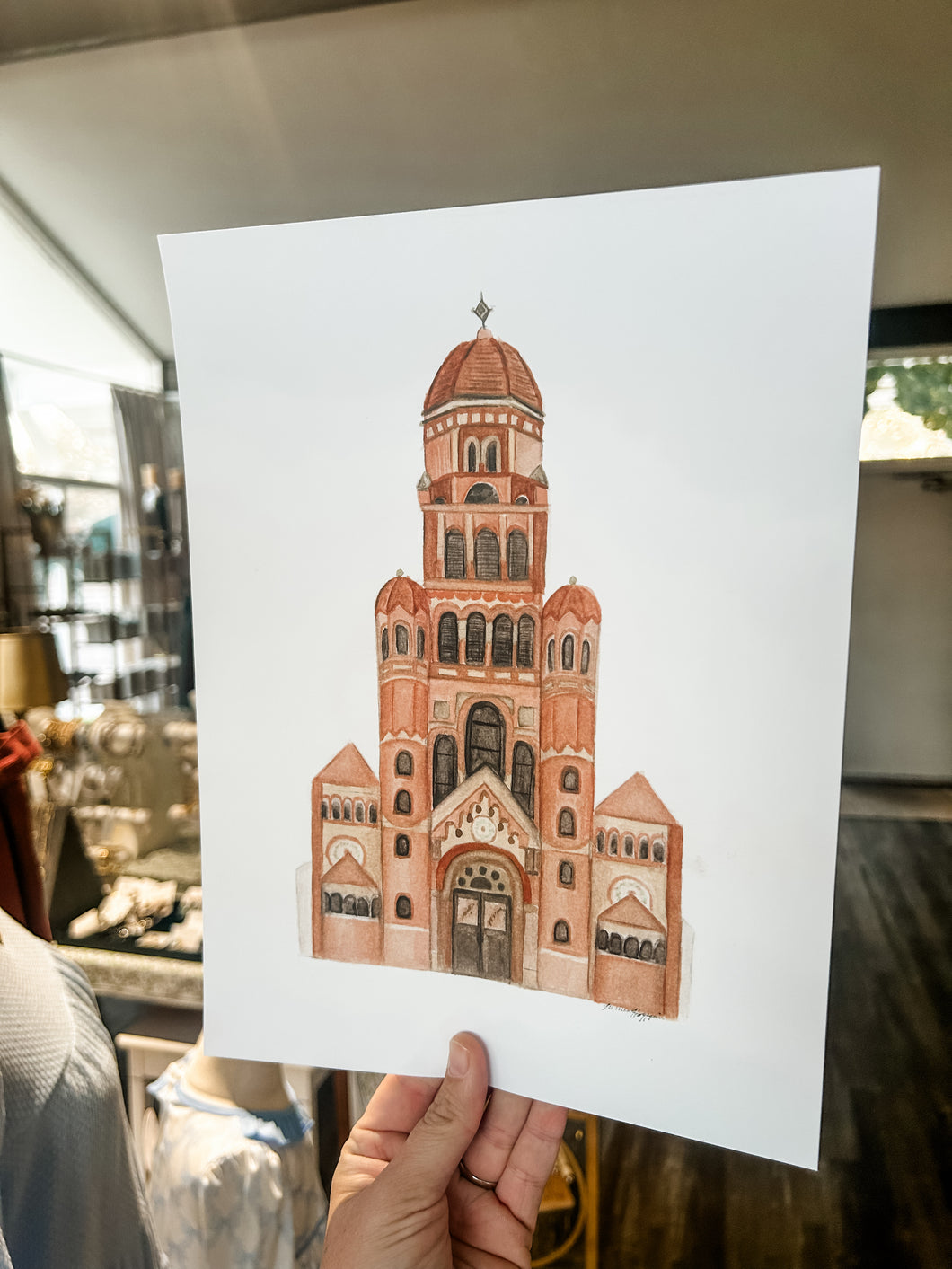 The Cathedral of St.John the Evangelist.  Lafayette, La 9x12 print -By Lauren Hoffpauir