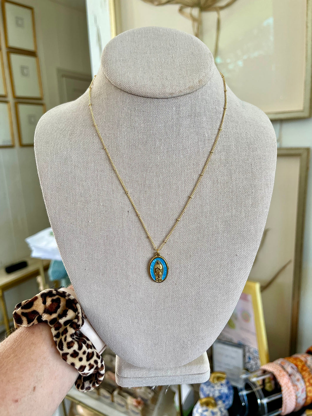Blue Guadalupe Necklace- Sacred Designs
