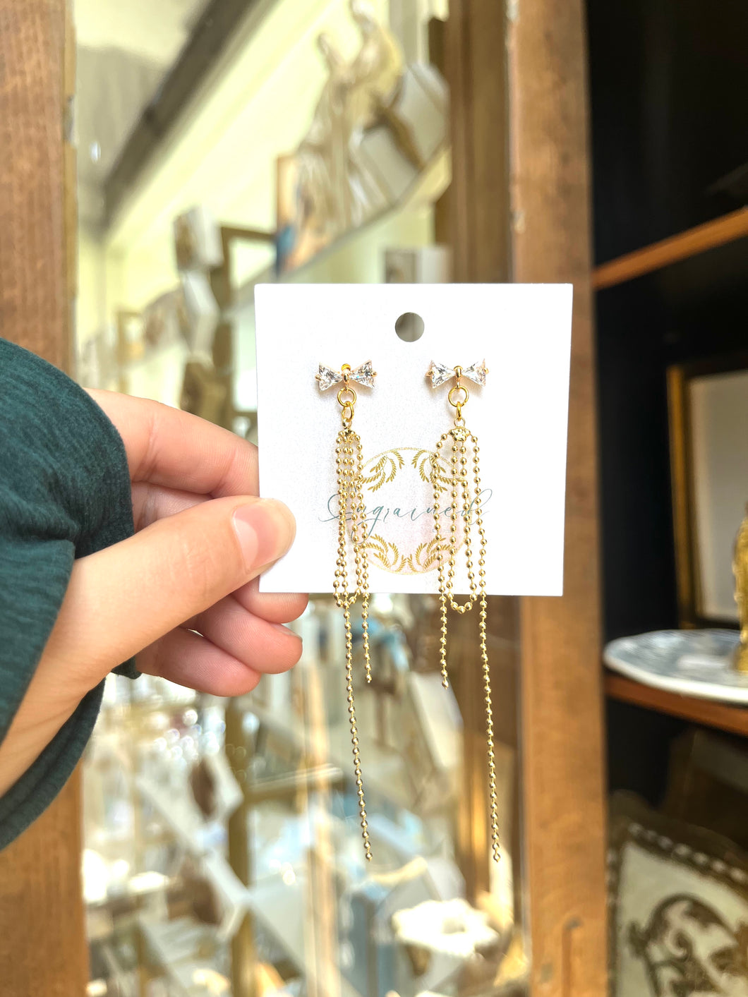 Diamond Bow Dangle Earrings- Engrained