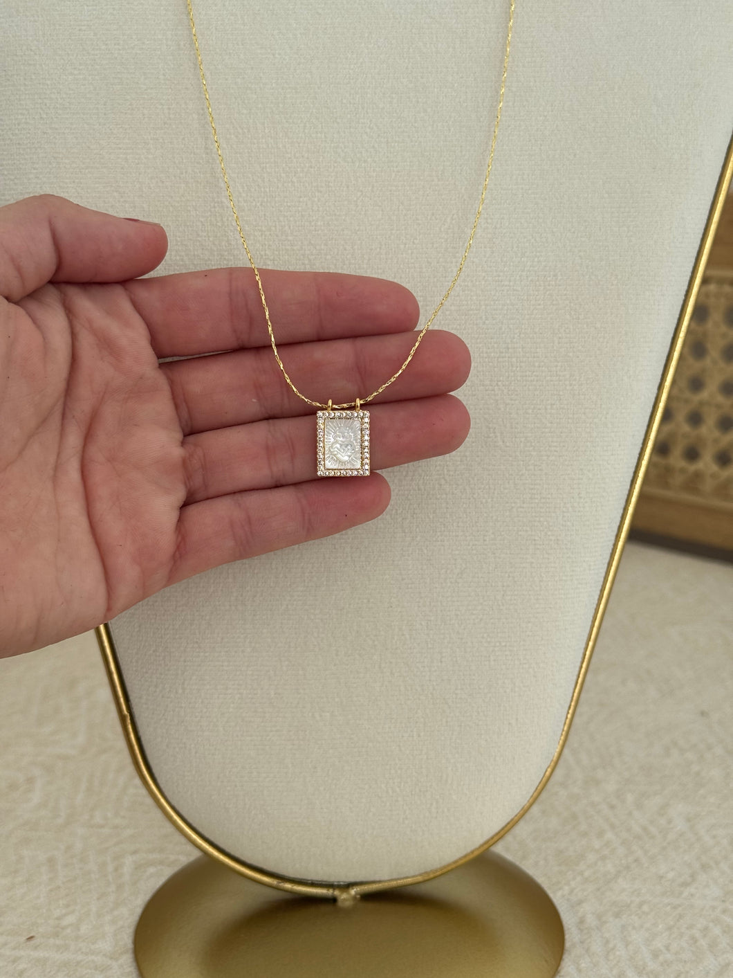 Square mother of pearl necklace- Sacred Designs