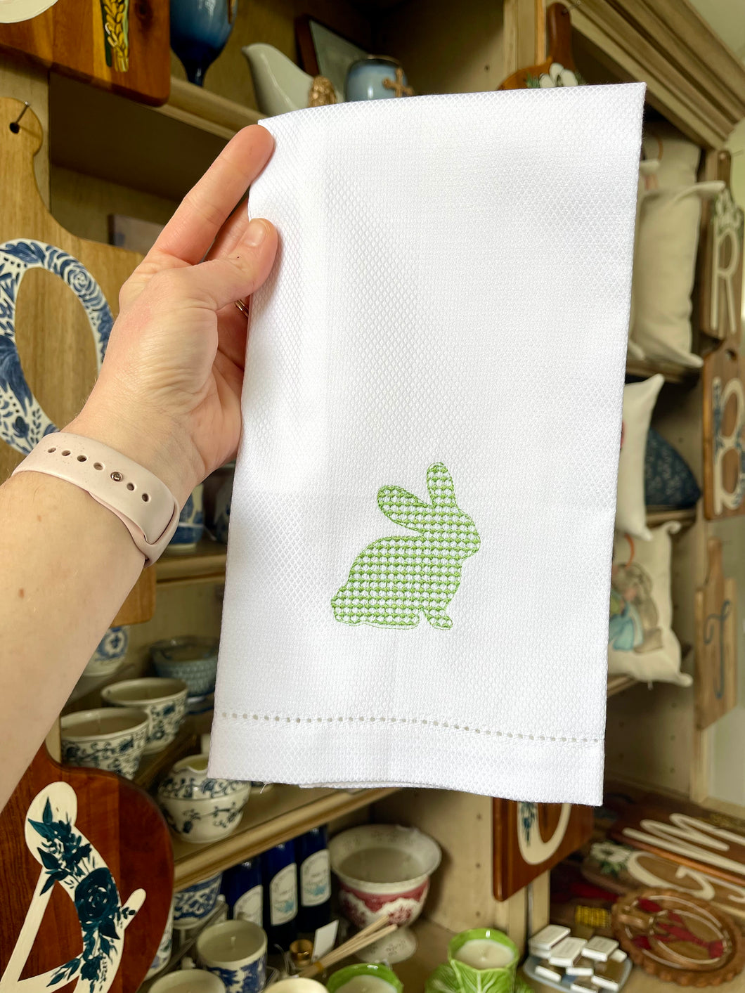 Green bunny Tea Towel- Lynzie Fay Collection