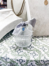 Load image into Gallery viewer, Small Crystal Lidded Dish Light Blue Mary with Grey Ribbon-The Gilded Mosquito by Lisa Leger
