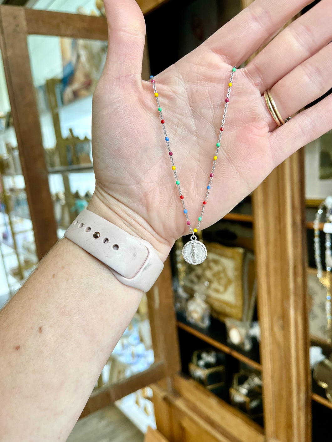 Multi-Colored Childrens Mary Necklace 14-16