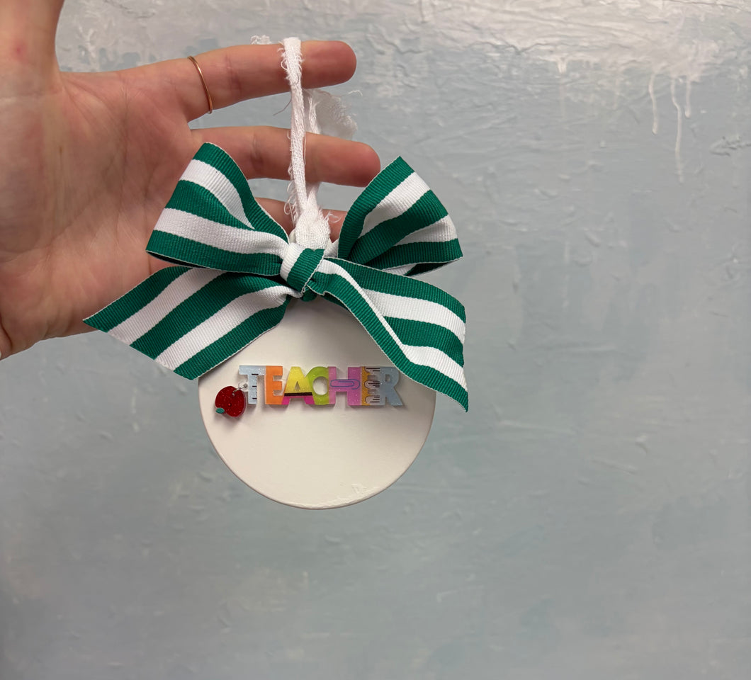 Multicolor teacher ornament - Grace and Mercy Co