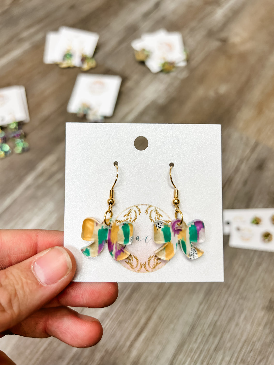 Bows - Mardi Gras earrings- Engrained
