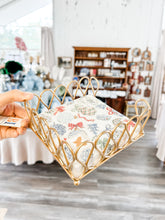 Load image into Gallery viewer, Scalloped Cocktail Napkin Holder Gold Leaf Caddy
