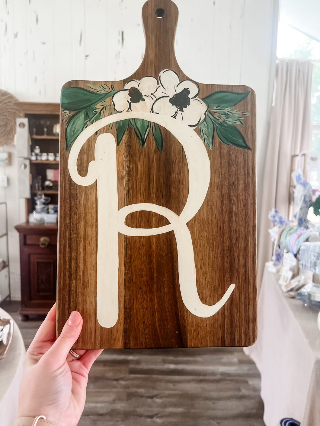 Hand painted Charcuterie Board - “R”- Sincerely, Emma