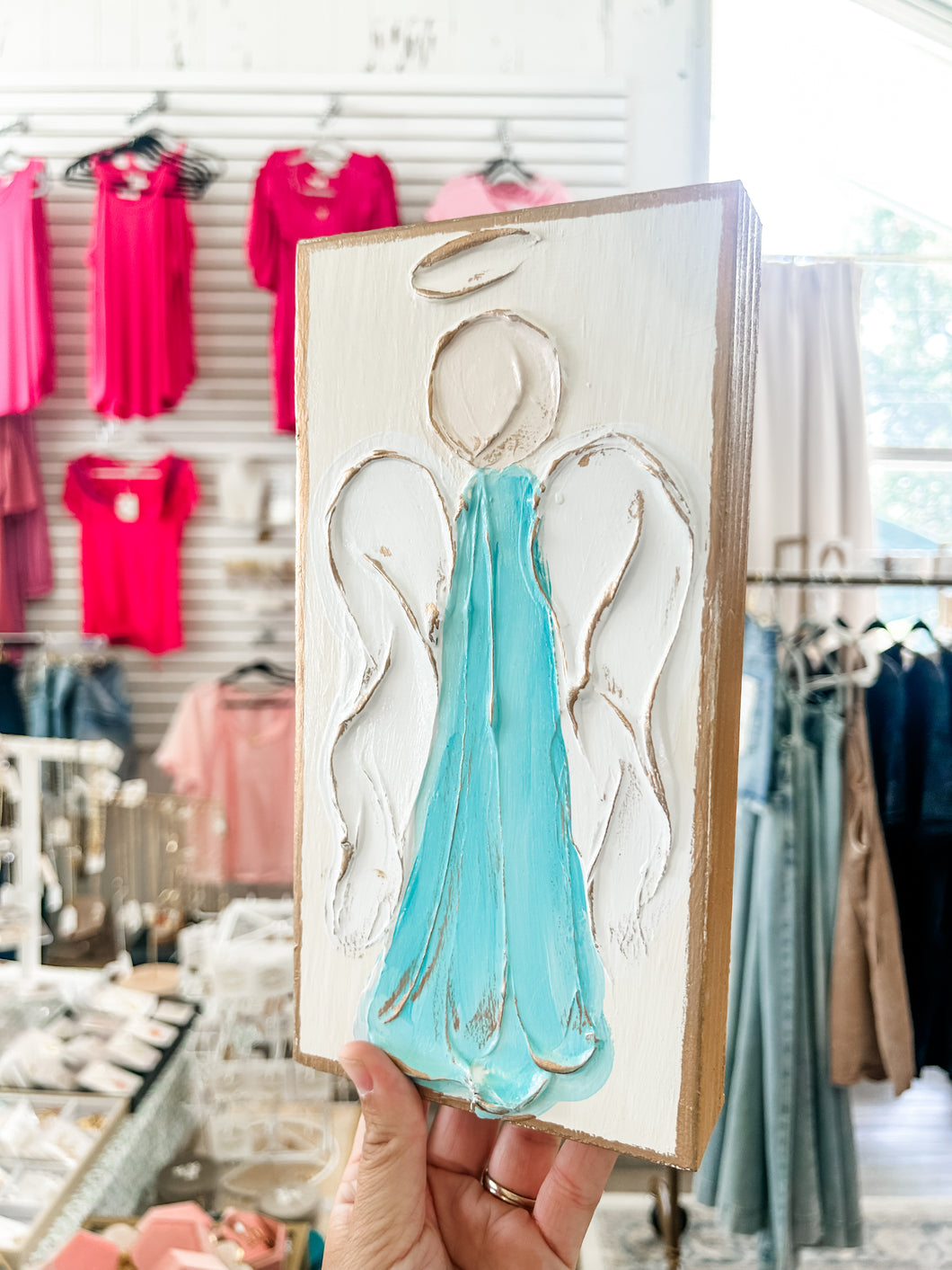 Large single Angel on wood by Coddiwomple Designs - Stretched Out Designs