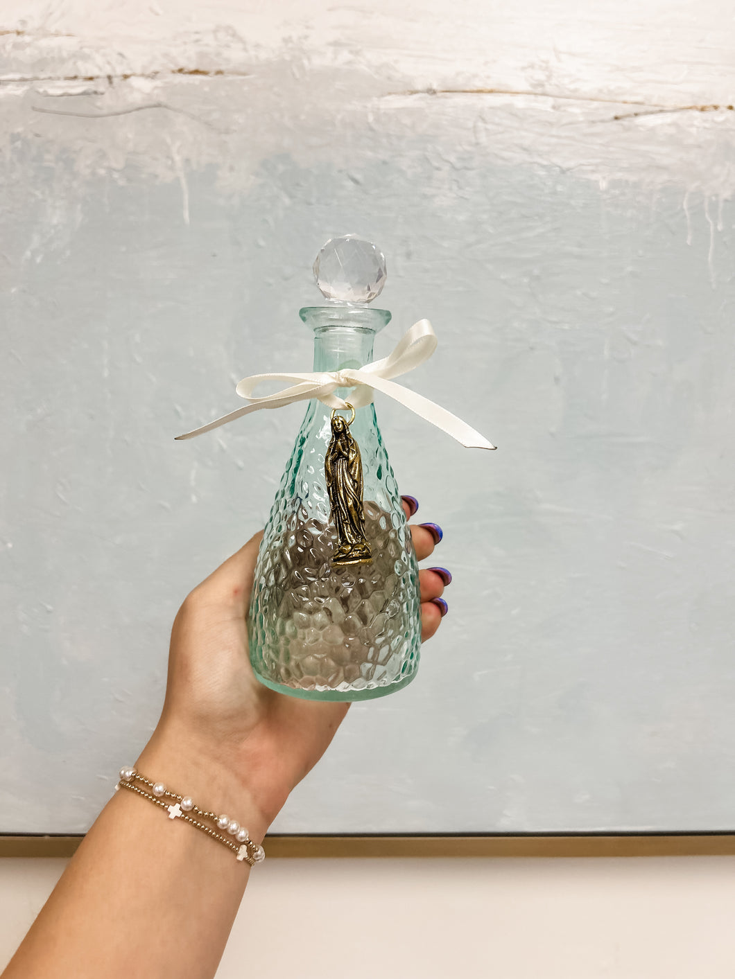 Holy Water Bottle with gold  Mary  - The Gilded Mosquito by Lisa Leger
