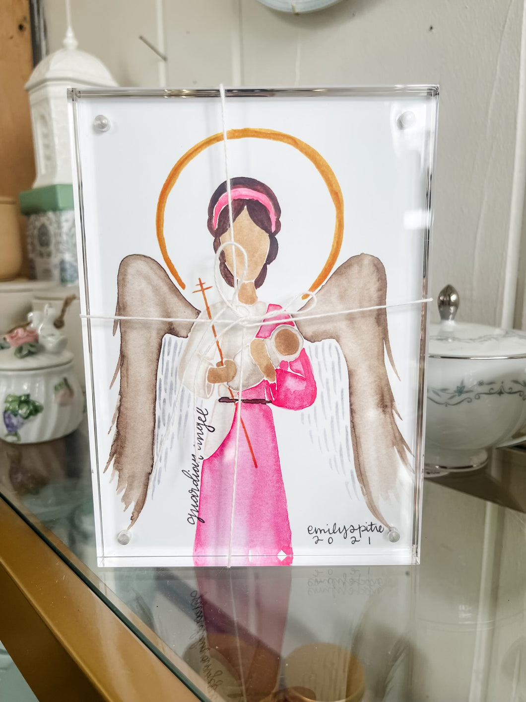 Pink Guardian Angel 5x7 Print-Emily S. Pitre