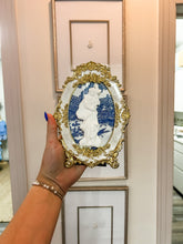 Load image into Gallery viewer, Pearl and gold frame with blue and white background - Mae Mae Art by Maegan Hanna
