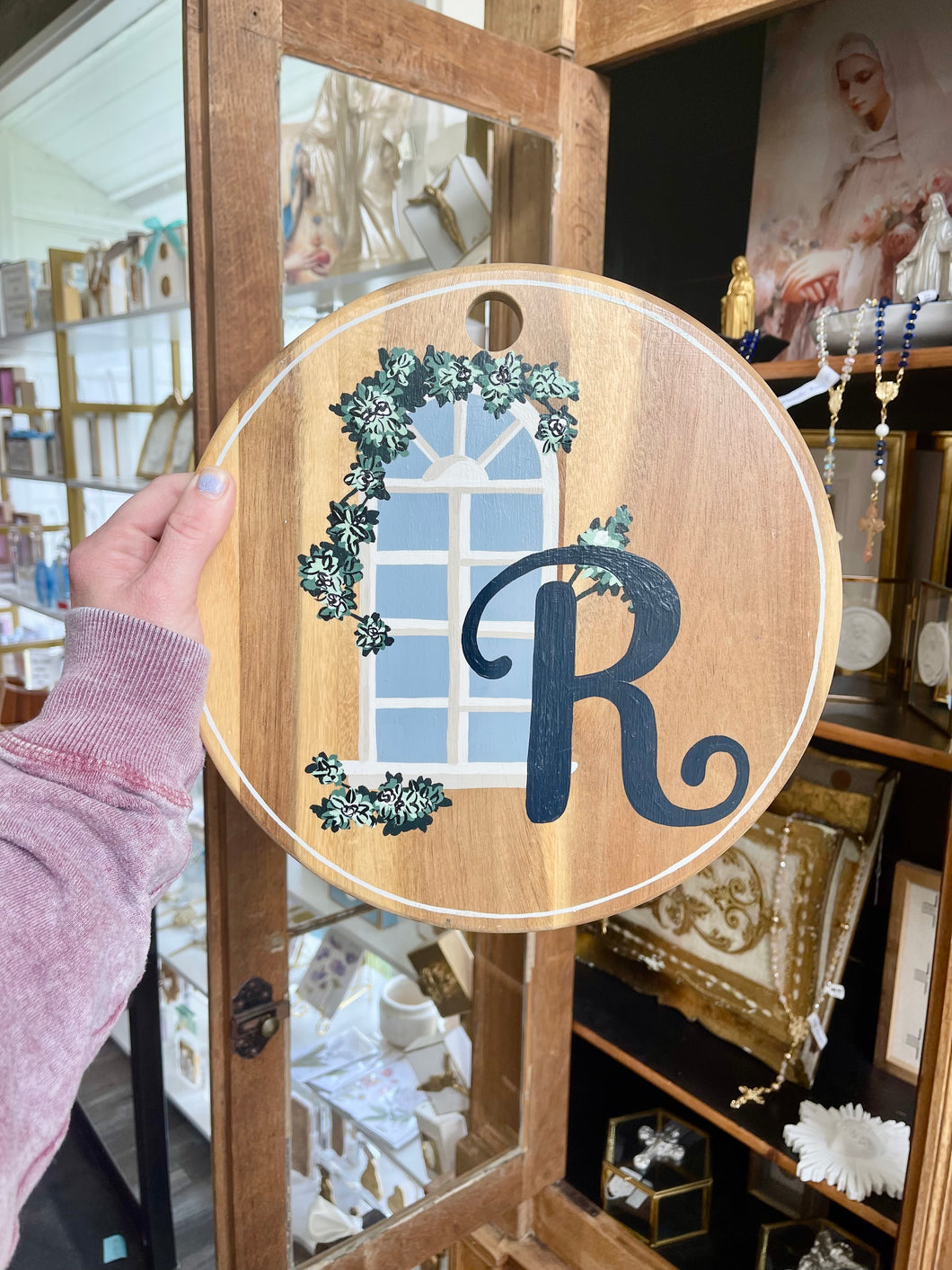 Hand painted Charcuterie Board “R” Sincerely, Emma