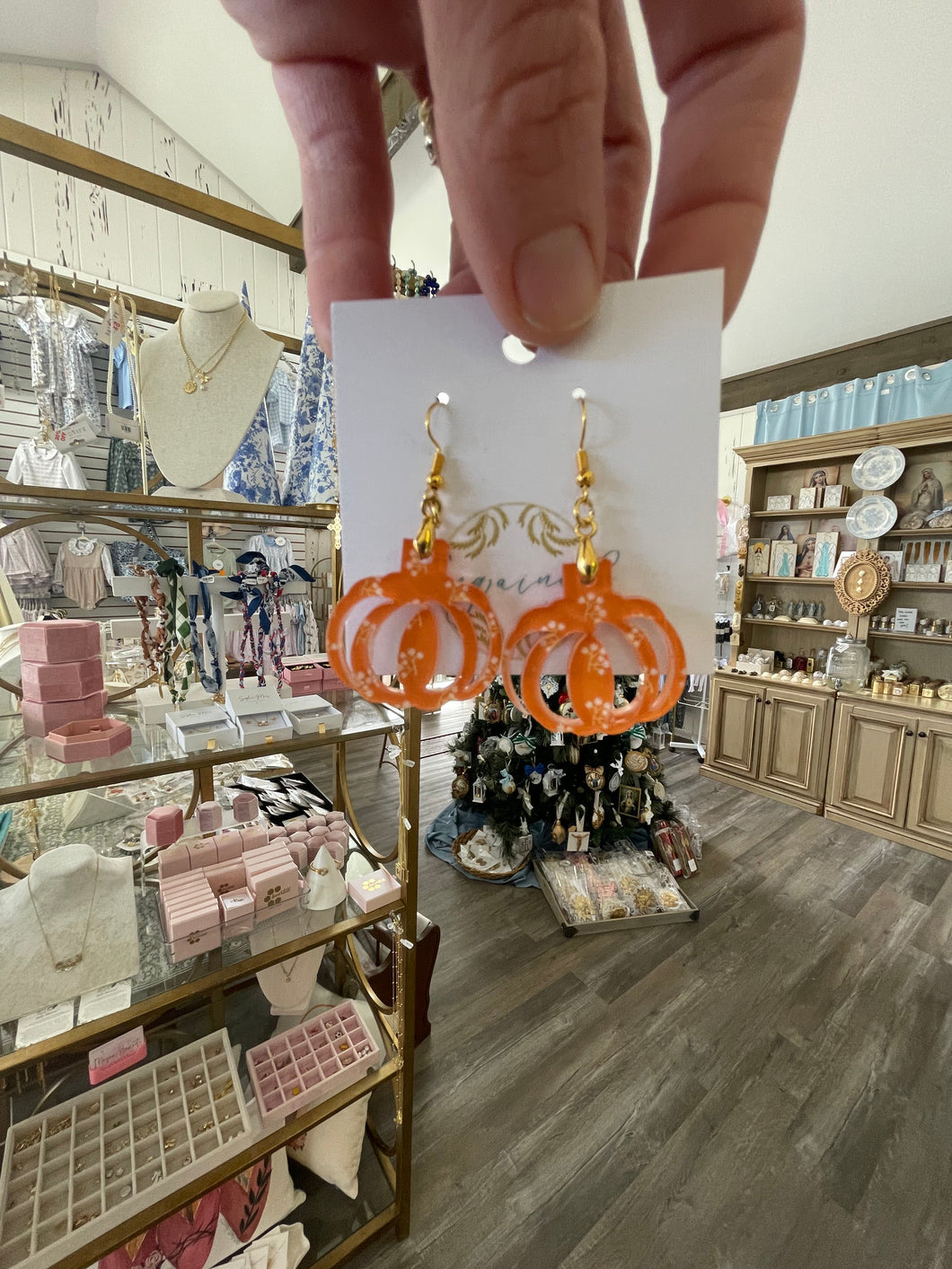 Orange Floral pumpkin Earrings - Engrained