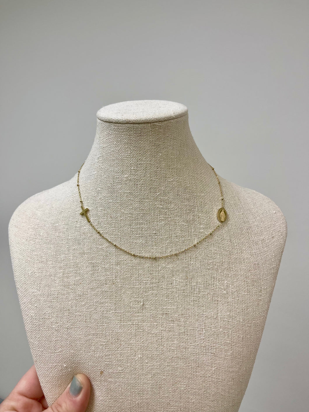 Mary + Cross Necklace- The Gilded Mosquito by Lisa Leger