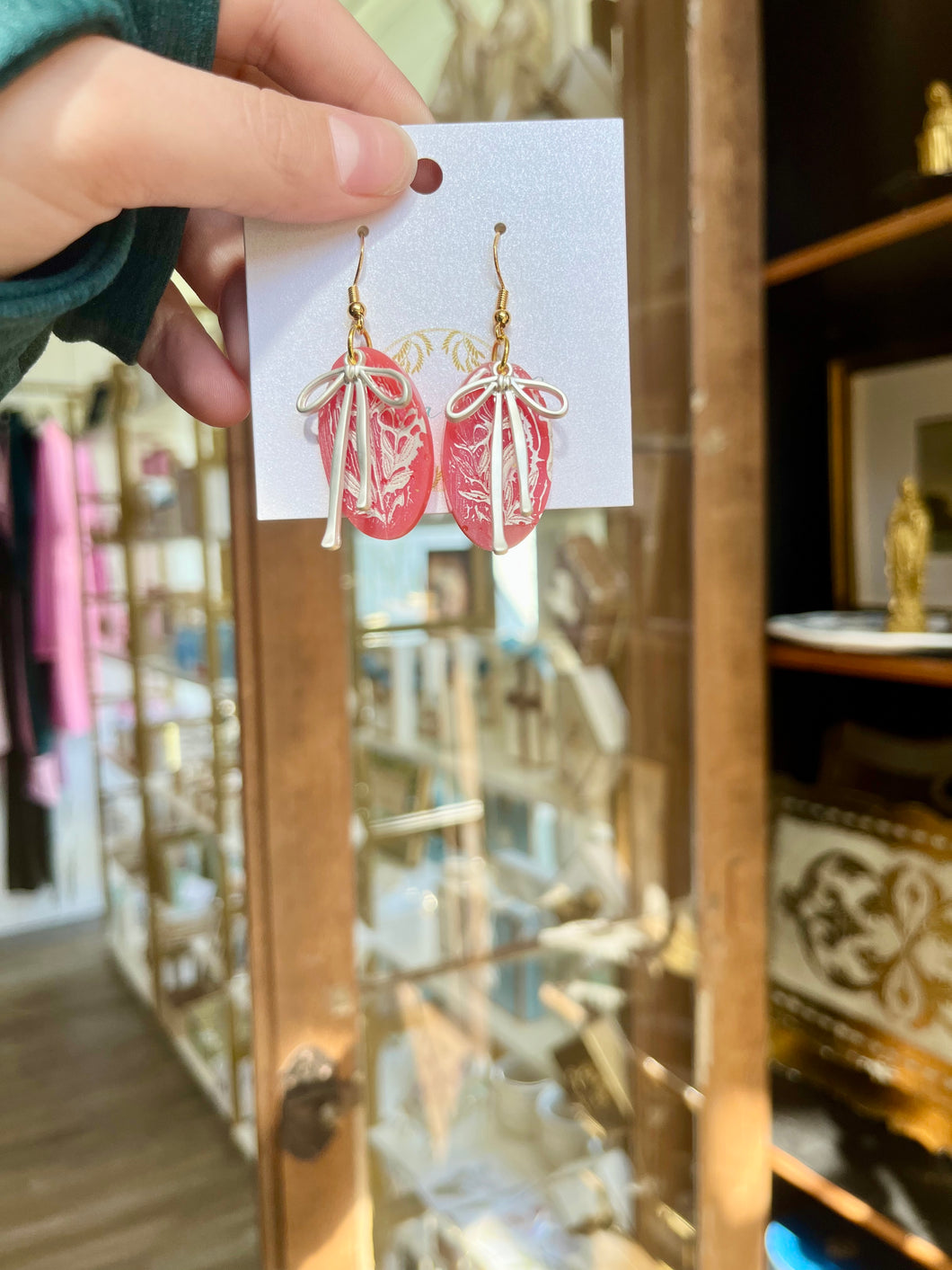 Silver + Pink Bow Earrings- Engrained