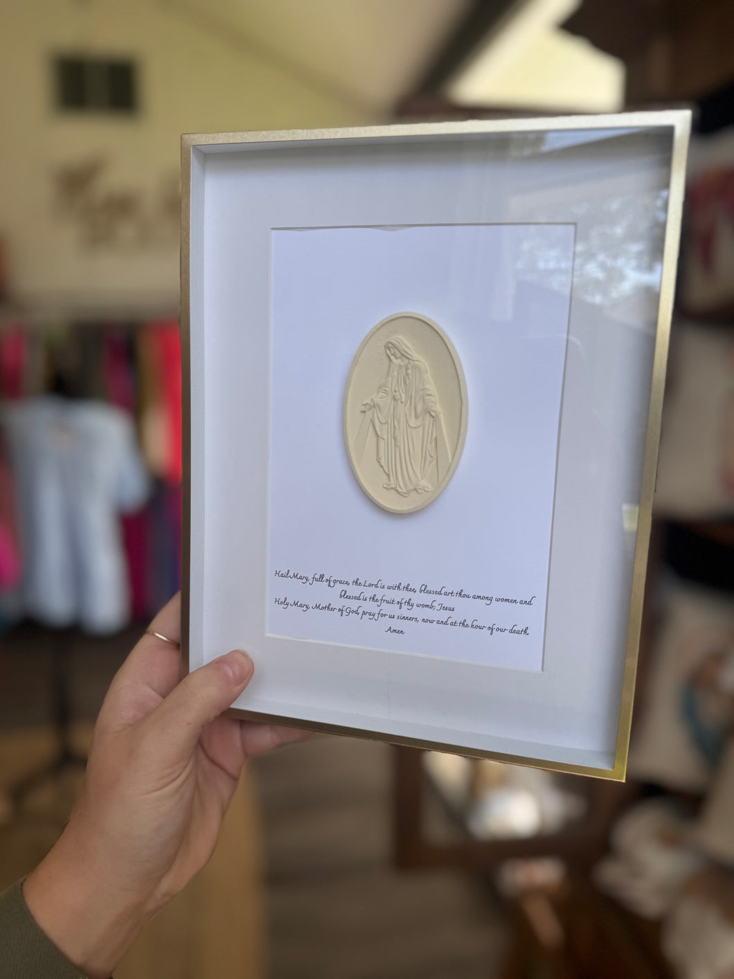 Hail Mary intaglio frame- Mary Abraham Collective