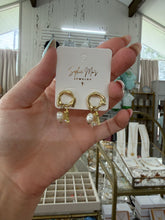 Load image into Gallery viewer, Pearl + crystal dangle studs  - Sophie Mo’s jewelry
