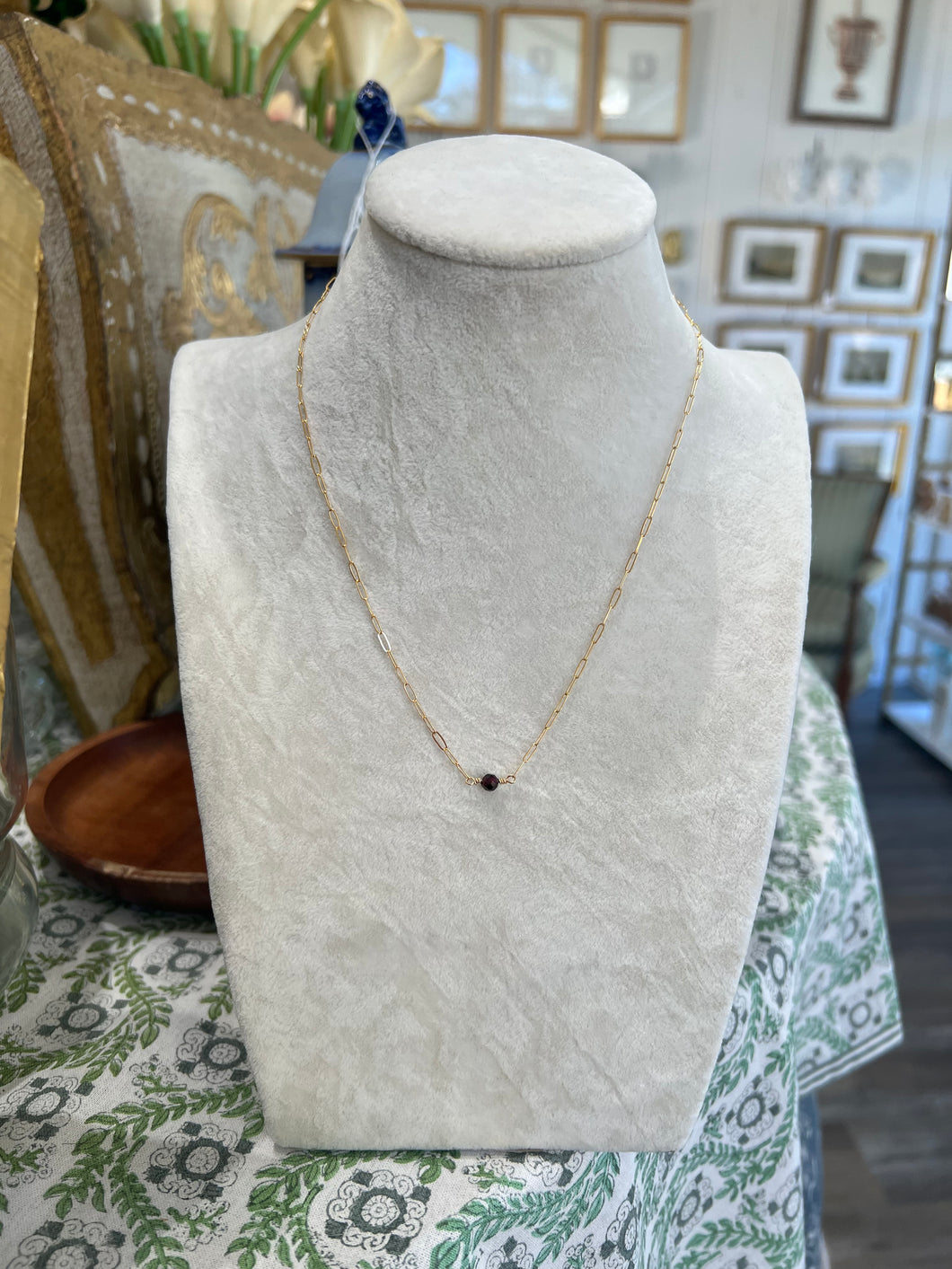 Mini Stone Necklace- Sapphire/14K Gold Filled-Elle belle Handmade