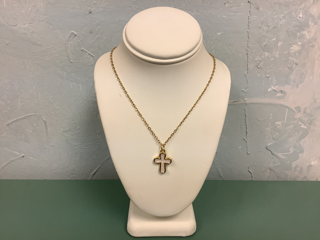 White cross Necklace- The Gilded Mosquito by Lisa Leger